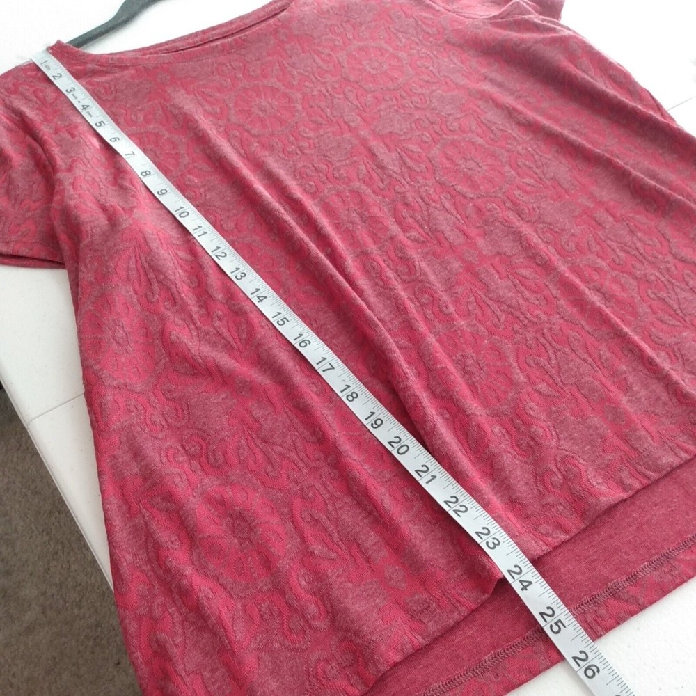 Apt 9 Top Womens Size PXXL Short Sleeve Pink Floral Burnout Coral T Shirt blouse - Picture 5 of 5